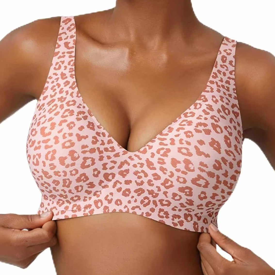 Women's Seamless Pink Leopard  – Plunge Bra Push Up Bewertung und Preis