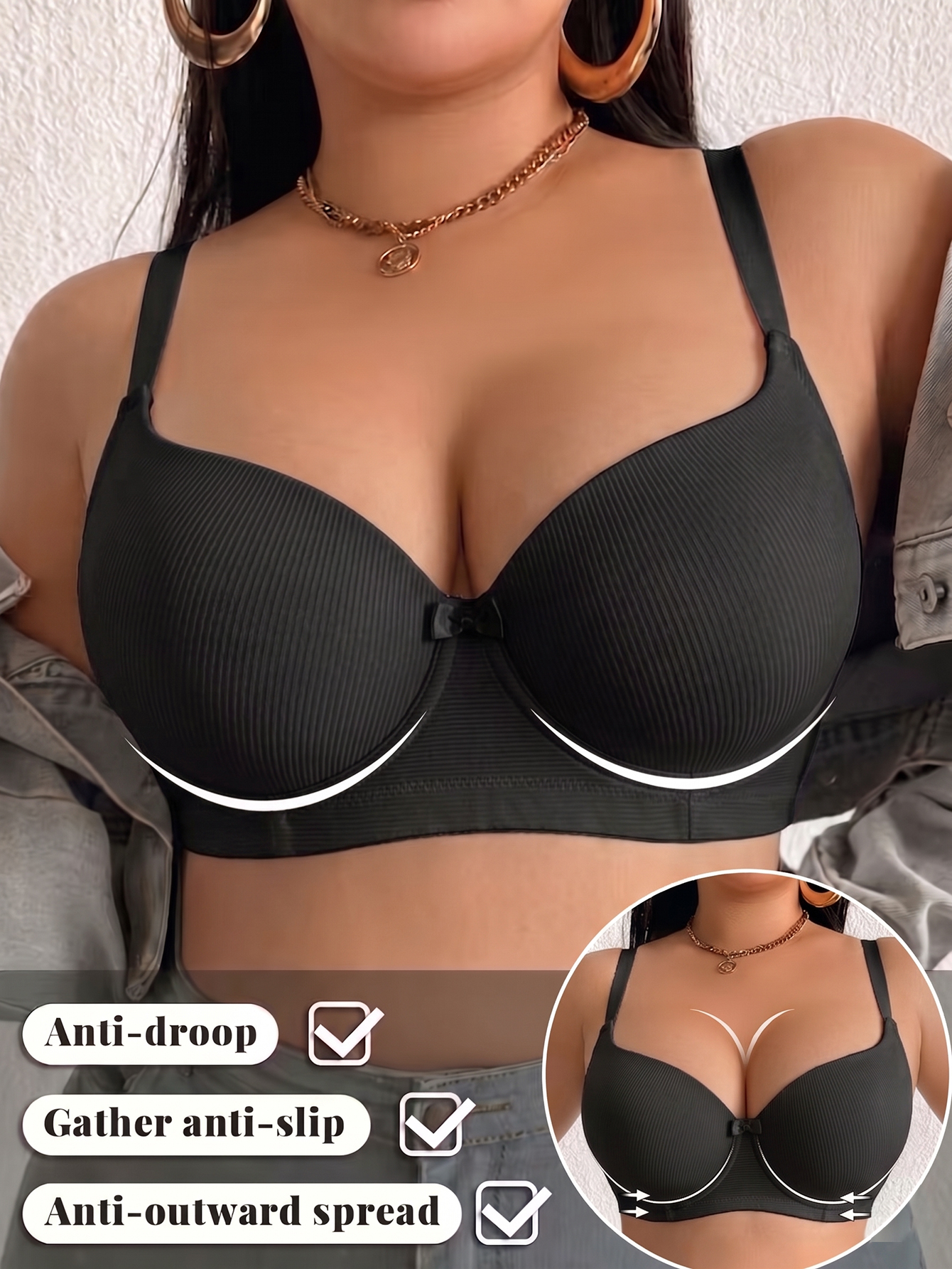 Plus Size Women Bra Thin Cup U – Plunge Bra Push Up Bewertung und Preis
