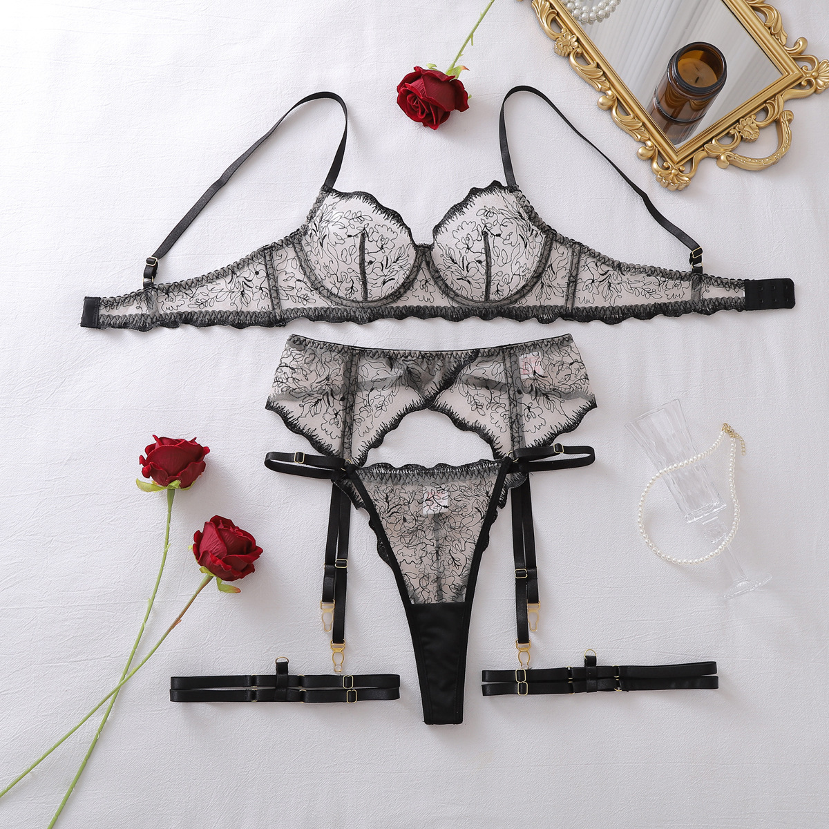 Women Sexy Floral Lace Erotic  – Sheer Mesh Bra Bewertung und Preis