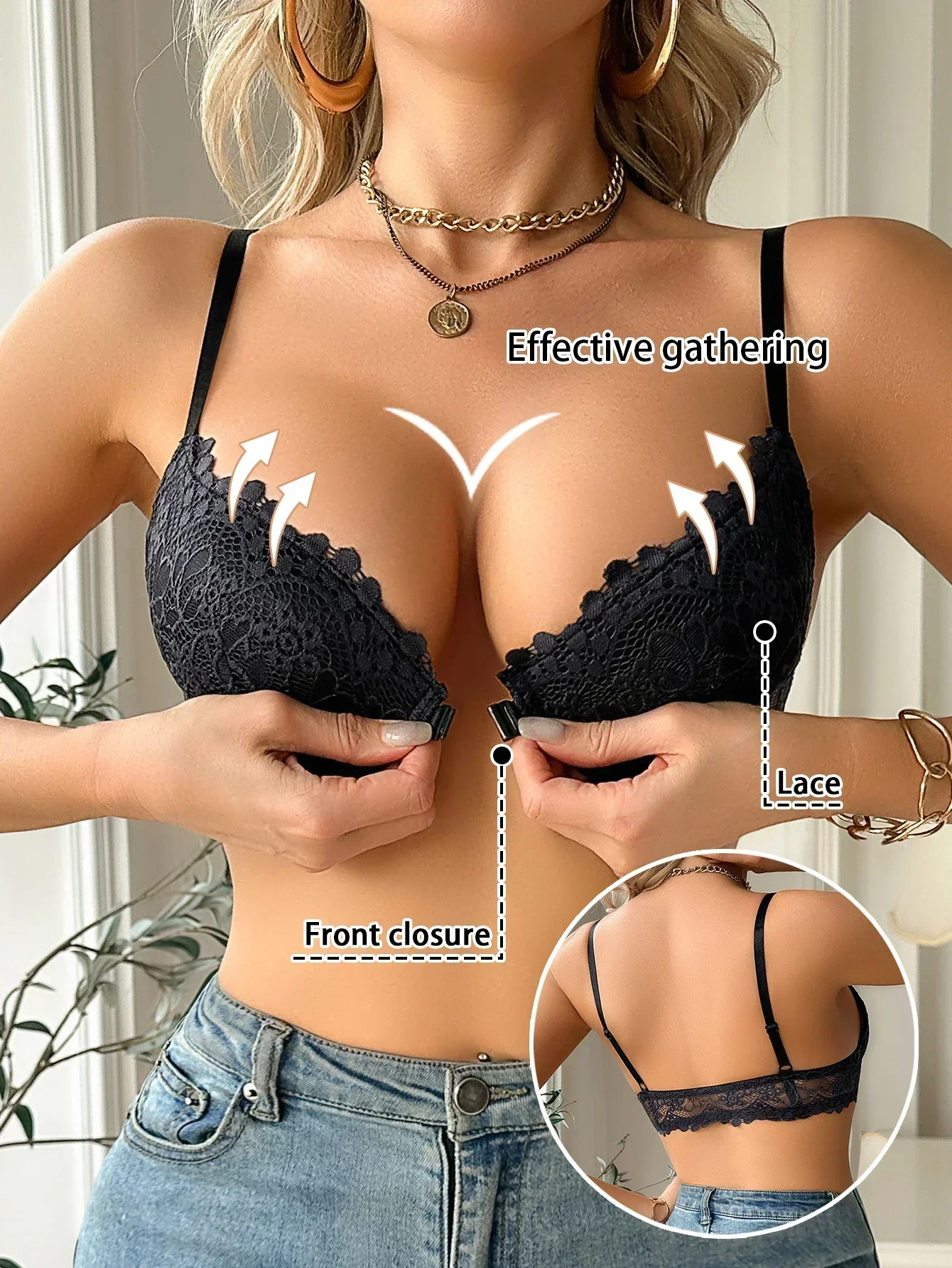 Women's Lace Front Clasp Push  – Cotton Bra Everyday Bewertung und Preis