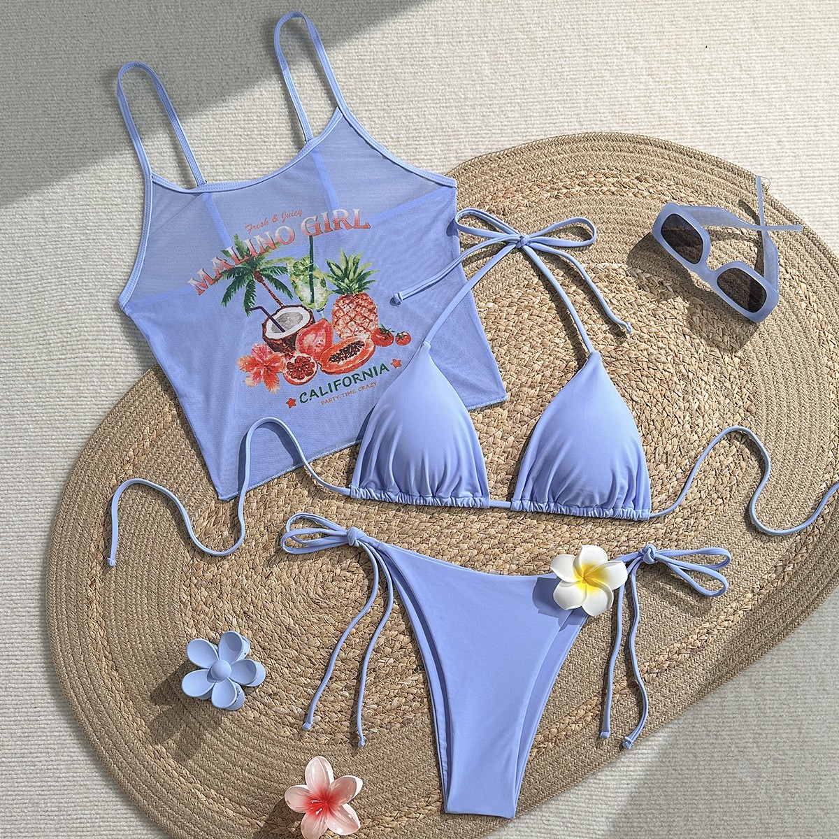 Fruit Print Bikini Bra Top Pas – Sheer Mesh Bra Bewertung und Preis