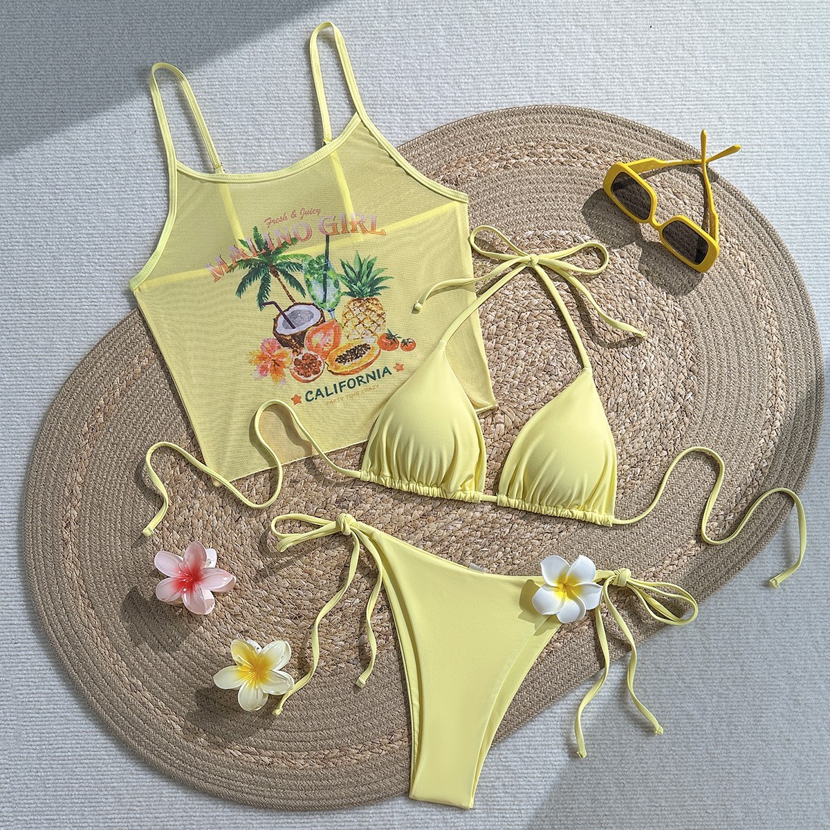 Fruit Print Bikini Bra Top Pas – Sheer Mesh Bra Bewertung und Preis