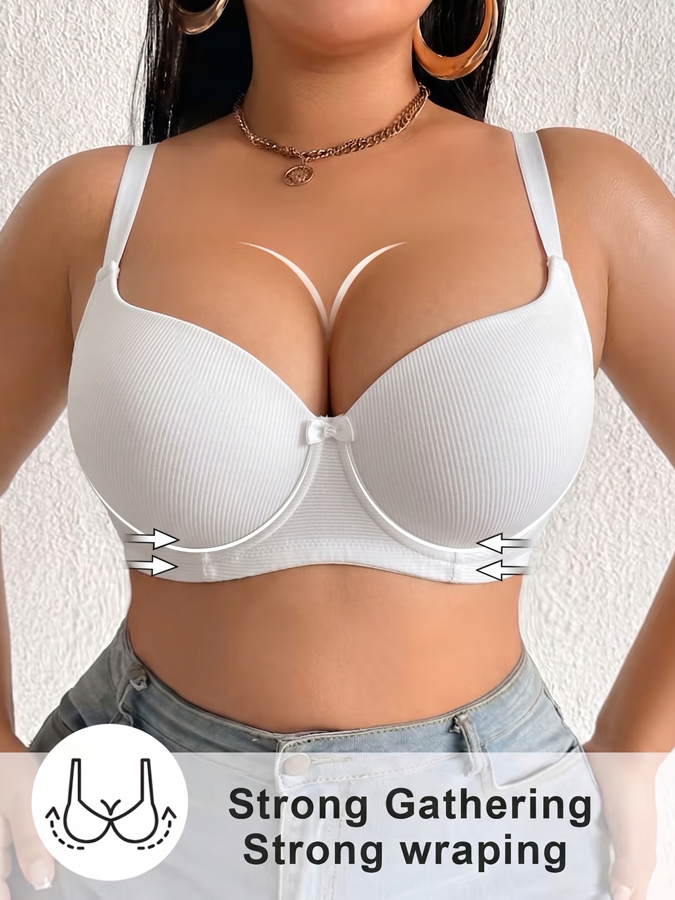 Plus Size Ribbed Women Bra Thi – Plunge Bra Push Up Bewertung und Preis